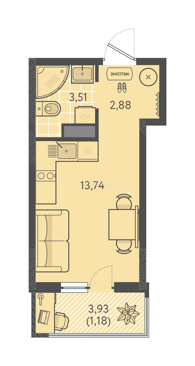 Планировка: Студия, 21,31 м², литер 9
