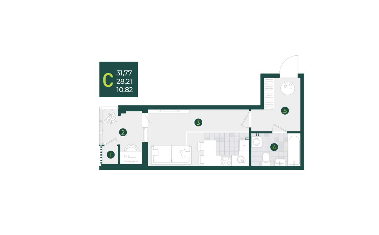 Планировка: Студия, 31,77 м², Схема ЖК · корпус уточняется
